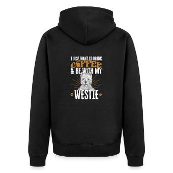 West Highland White Terrier Westie - Unisex Premium Bio Zip Hoodie - Schwarz - Hinten - Nico (187cm)