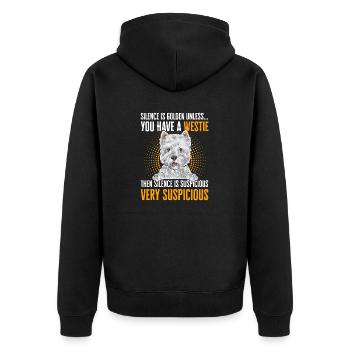 West Highland White Terrier Westie - Unisex Premium Organic Zip Hoodie - black - Back - Nico (187cm)
