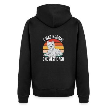 West Highland White Terrier Westie - Unisex Premium Bio Zip Hoodie - Schwarz - Hinten - Nico (187cm)