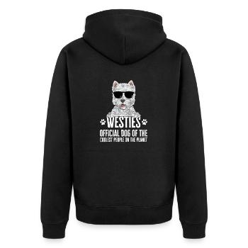 West Highland White Terrier Westie - Unisex Premium Bio Zip Hoodie - Schwarz - Hinten - Nico (187cm)