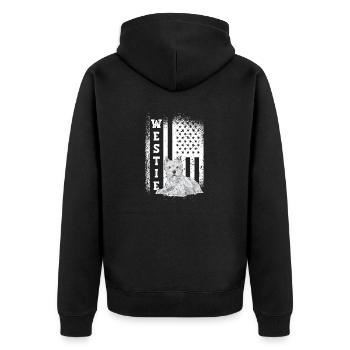 West Highland White Terrier Westie - Unisex Premium Bio Zip Hoodie - Schwarz - Hinten - Nico (187cm)