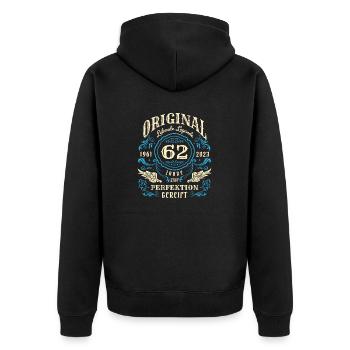 Original Lebende Legenden wurden 1961 geboren 62. - Unisex Premium Bio Zip Hoodie - Schwarz - Hinten - Nico (187cm)