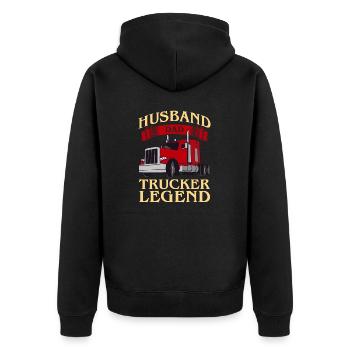 Husband Dad Trucker Legend - Unisex Premium Organic Zip Hoodie - black - Back - Nico (187cm)