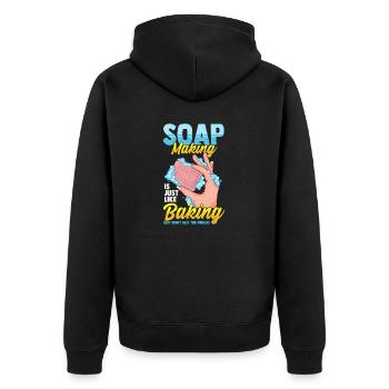 Seifenherstellung wie Backing lecken Sie nicht Fingerseife - Unisex Premium Bio Zip Hoodie - Schwarz - Hinten - Nico (187cm)