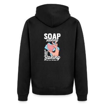 Seifenherstellung wie Backing lecken Sie nicht Fingerseife - Unisex Premium Bio Zip Hoodie - Schwarz - Hinten - Nico (187cm)