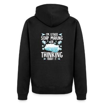 Seifenmacher Humor Seifenherstellung oder Denken an Seife - Unisex Premium Bio Zip Hoodie - Schwarz - Hinten - Nico (187cm)