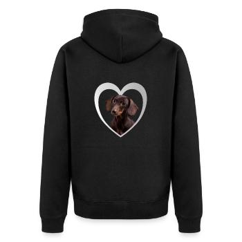 Dackel - Hundeliebhaber - Hunde Herz - Unisex Premium Bio Zip Hoodie - Schwarz - Hinten - Nico (187cm)