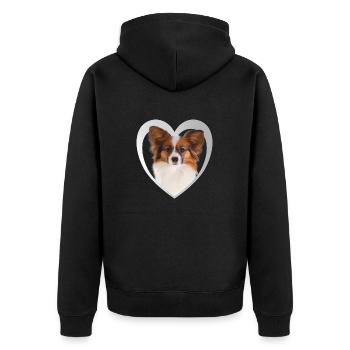 Papillon - Hundeliebhaber - Hunde Herz - Unisex Premium Bio Zip Hoodie - Schwarz - Hinten - Nico (187cm)