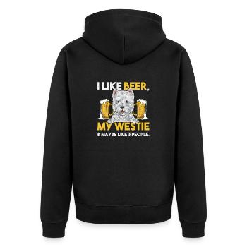 West Highland White Terrier Westie - Unisex Premium Bio Zip Hoodie - Schwarz - Hinten - Nico (187cm)