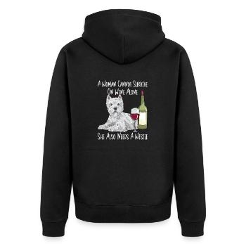 West Highland White Terrier Westie - Unisex Premium Bio Zip Hoodie - Schwarz - Hinten - Nico (187cm)