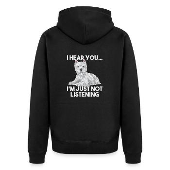West Highland White Terrier Westie - Unisex Premium Bio Zip Hoodie - Schwarz - Hinten - Nico (187cm)