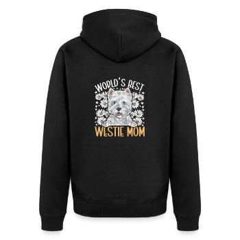 West Highland White Terrier Westie - Unisex Premium Bio Zip Hoodie - Schwarz - Hinten - Nico (187cm)