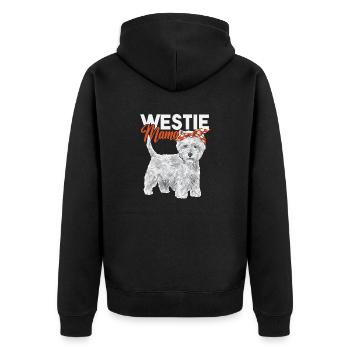 West Highland White Terrier Westie - Unisex Premium Bio Zip Hoodie - Schwarz - Hinten - Nico (187cm)