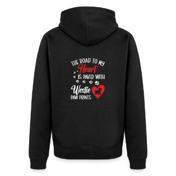 West Highland White Terrier Westie - Unisex Premium Bio Zip Hoodie - Schwarz - Hinten - Nico (187cm)