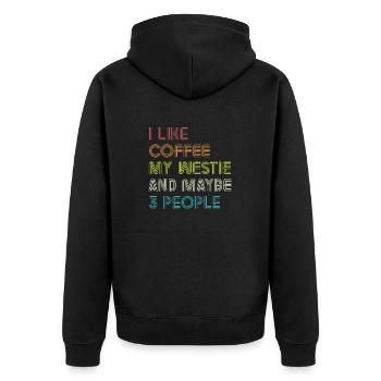 West Highland White Terrier Westie - Unisex Premium Bio Zip Hoodie - Schwarz - Hinten - Nico (187cm)