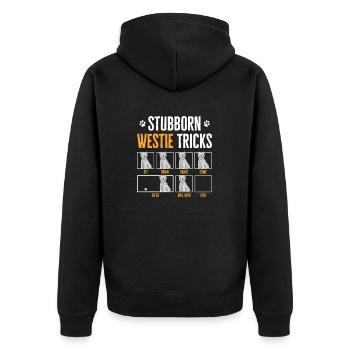 West Highland White Terrier Westie - Unisex Premium Bio Zip Hoodie - Schwarz - Hinten - Nico (187cm)