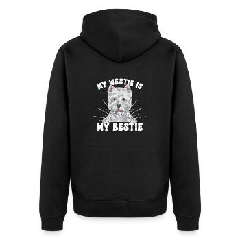 West Highland White Terrier Westie - Unisex Premium Bio Zip Hoodie - Schwarz - Hinten - Nico (187cm)