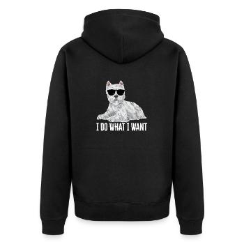 West Highland White Terrier Westie - Unisex Premium Bio Zip Hoodie - Schwarz - Hinten - Nico (187cm)