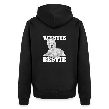 West Highland White Terrier Westie - Unisex Premium Bio Zip Hoodie - Schwarz - Hinten - Nico (187cm)
