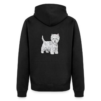 West Highland White Terrier Westie - Unisex Premium Bio Zip Hoodie - Schwarz - Hinten - Nico (187cm)