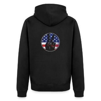 Signe patriotique de la paix et USA Stars & Stripe - Veste à capuche bio Premium Unisexe - noir - Dos - Nico (187cm)