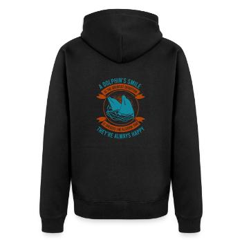 A DOLPHINS SMILE THEY ARE ALWAYS HAPPY - Unisex Premium Organic Zip Hoodie - black - Back - Nico (187cm)