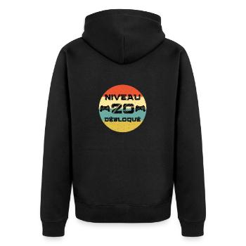 niveau 20 ans débloqué homme humour anniversaire - Veste à capuche bio Premium Unisexe - noir - Dos - Nico (187cm)