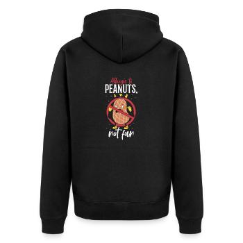 Allergic to peanuts Not funny - Unisex Premium Organic Zip Hoodie - black - Back - Nico (187cm)