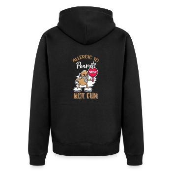 Allergic to peanuts Not funny - Unisex Premium Organic Zip Hoodie - black - Back - Nico (187cm)