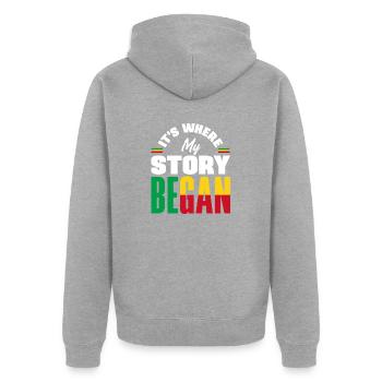 Béninois Bénin Drapeau Béninois Citation - Veste à capuche bio Premium Unisexe - gris chiné - Dos - Nico (187cm)