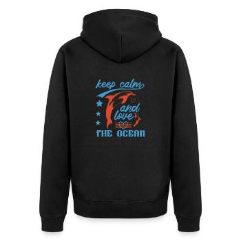 RESTEZ CALME ET AIMEZ LES DAUPHINS - Veste à capuche bio Premium Unisexe - noir - Dos - Nico (187cm)