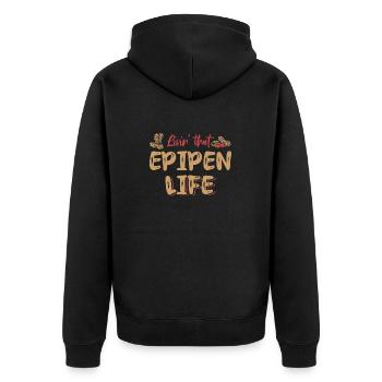 The Epipen-life peanut allergy sufferers - Unisex Premium Organic Zip Hoodie - black - Back - Nico (187cm)