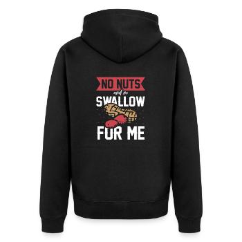 Keine Nüsse Und Kein Verschlucken Für Mich - Unisex Premium Bio Zip Hoodie - Schwarz - Hinten - Nico (187cm)