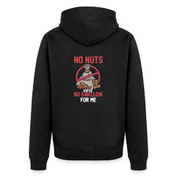 Keine Nüsse Und Kein Verschlucken Für Mich - Unisex Premium Bio Zip Hoodie - Schwarz - Hinten - Nico (187cm)