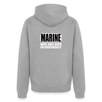 Lustiges Bundeswehr Soldaten - Unisex Premium Bio Zip Hoodie - Grau meliert - Hinten - Nico (187cm)