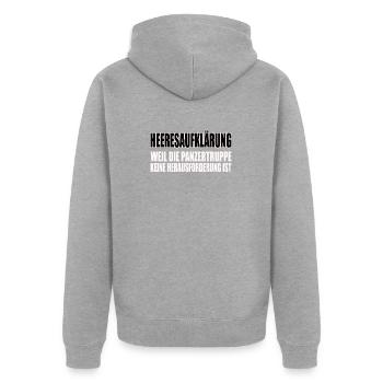 Lustiges Bundeswehr Soldaten - Unisex Premium Bio Zip Hoodie - Grau meliert - Hinten - Nico (187cm)