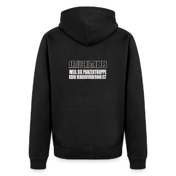 Lustiges Bundeswehr Soldaten - Unisex Premium Bio Zip Hoodie - Schwarz - Hinten - Nico (187cm)