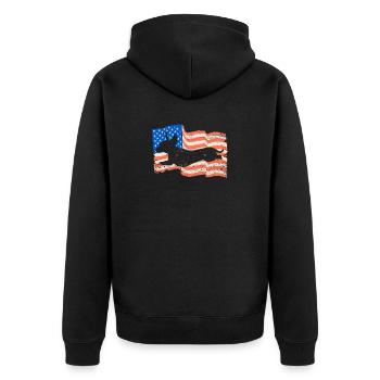 Teckel 4 juillet American Flag Dog Lovers - Veste à capuche bio Premium Unisexe - noir - Dos - Nico (187cm)