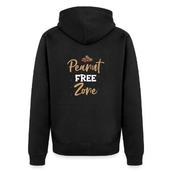 Erdnussfreie Zone Erdnuss-allergiker - Unisex Premium Bio Zip Hoodie - Schwarz - Hinten - Nico (187cm)