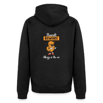 Erdnüsse Vorsicht Allergie In Der Luft - Unisex Premium Bio Zip Hoodie - Schwarz - Hinten - Nico (187cm)