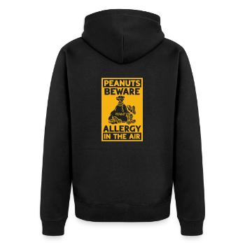 Erdnüsse Vorsicht Allergie In Der Luft - Unisex Premium Bio Zip Hoodie - Schwarz - Hinten - Nico (187cm)