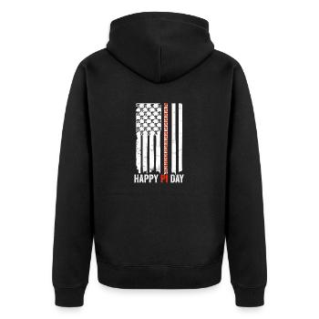 American Flag Pi Day 2023 For Math Nerds - Unisex Premium Bio Zip Hoodie - Schwarz - Hinten - Nico (187cm)