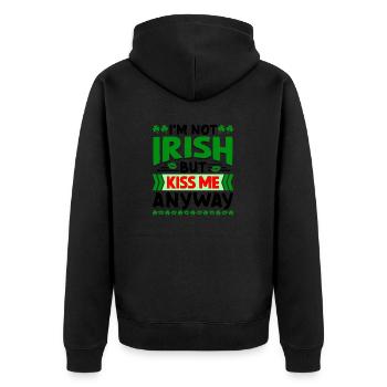 Je ne suis pas irlandais, mais embrassez-moi quand même. - Veste à capuche bio Premium Unisexe - noir - Dos - Nico (187cm)