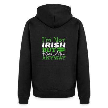 Je ne suis pas irlandais, mais embrassez-moi quand même. - Veste à capuche bio Premium Unisexe - noir - Dos - Nico (187cm)