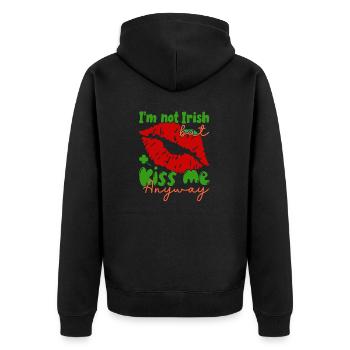 Je ne suis pas irlandais, mais embrassez-moi quand même. - Veste à capuche bio Premium Unisexe - noir - Dos - Nico (187cm)