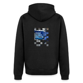 HKS Magdeburg - Unisex Premium Bio Zip Hoodie - Schwarz - Hinten - Nico (187cm)