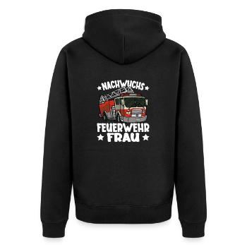 Kinder Mädchen Feuerwehr Nachwuchs Feuerwehrfrau - Unisex Premium Bio Zip Hoodie - Schwarz - Hinten - Nico (187cm)