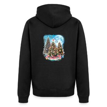 3 Moon Christmas Tree Cool Winter Season Snowman - Unisex Premium Organic Zip Hoodie - black - Back - Nico (187cm)