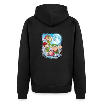 3 Mondelfen Kleiner Weihnachtsmann Lustige Weihnachtszeit - Unisex Premium Bio Zip Hoodie - Schwarz - Hinten - Nico (187cm)