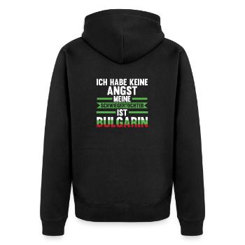 Ich habe keine Angst meine Schwiegertochter ist Bu - Unisex Premium Bio Zip Hoodie - Schwarz - Hinten - Nico (187cm)